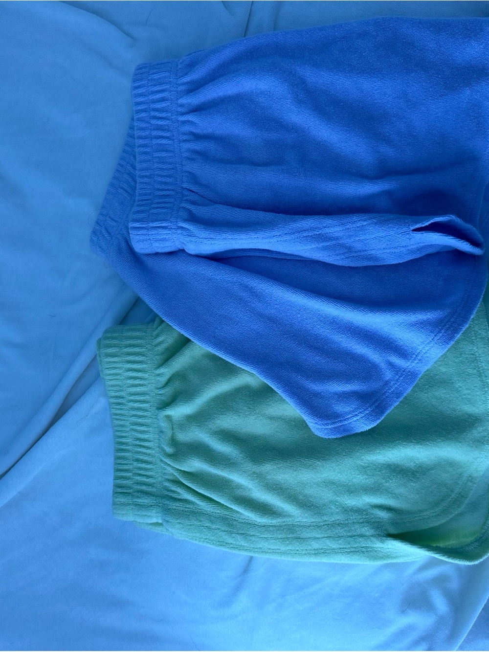 No Boundaries Girls' Blue and Mint Green Knit Shorts